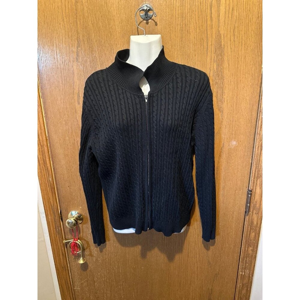 Large Crystal Kobe black patterned zip up Sweater vintage skating